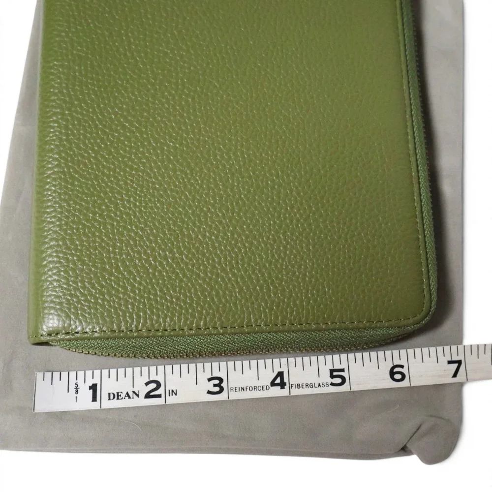 MOTERM Zip Around Planner Cover B6 Pebbled Leather Olive Green Folio